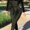 Sweet Oblique Collar Loose Jumpsuits