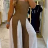 Casual Backless Contrast Spaghetti Strap Regular Jumpsuits