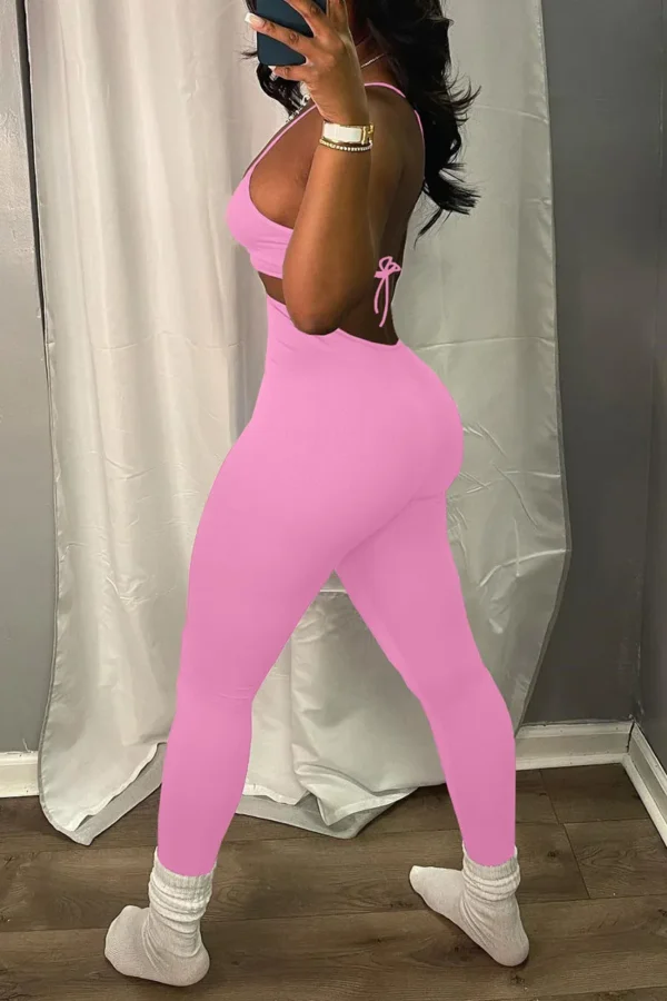 Sexy Hollowed Out Spaghetti Strap Regular Jumpsuit