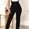 Street Ruched Zipper Spaghetti Strap Skinny Jumpsuits
