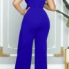 Casual Backless Oblique Collar Regular Jumpsuits