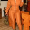Casual Zipper Collar Skinny Jumpsuits