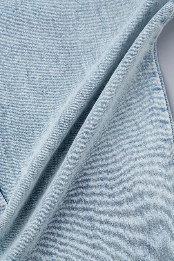 Blue Sweet Pocket Frenulum Buckle Turndown Collar Regular Jumpsuits