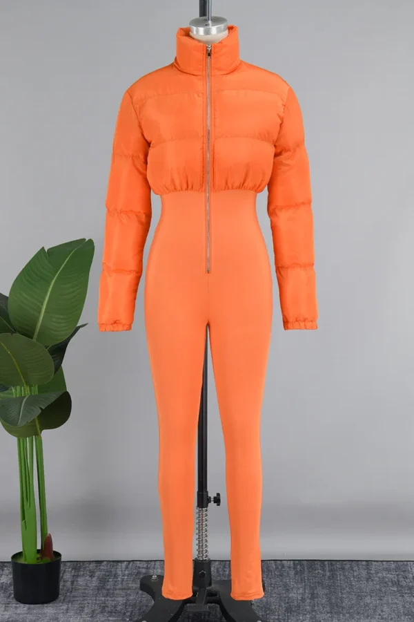 Casual Zipper Collar Skinny Jumpsuits