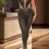 Sexy Hot Drilling Backless Spaghetti Strap Skinny Jumpsuits