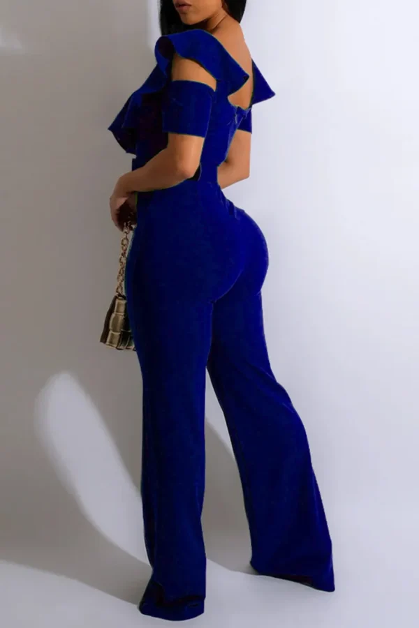 Casual Off the Shoulder Boot Cut Jumpsuits