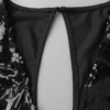 Black Sexy Hollowed Out Sequins See-through V Neck Skinny Jumpsuit