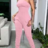 Fashion street Draped Sleeveless O Neck Jumpsuits