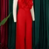 Casual Flower Shape Spaghetti Strap Loose Jumpsuits