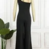Casual Backless Oblique Collar Regular Jumpsuits