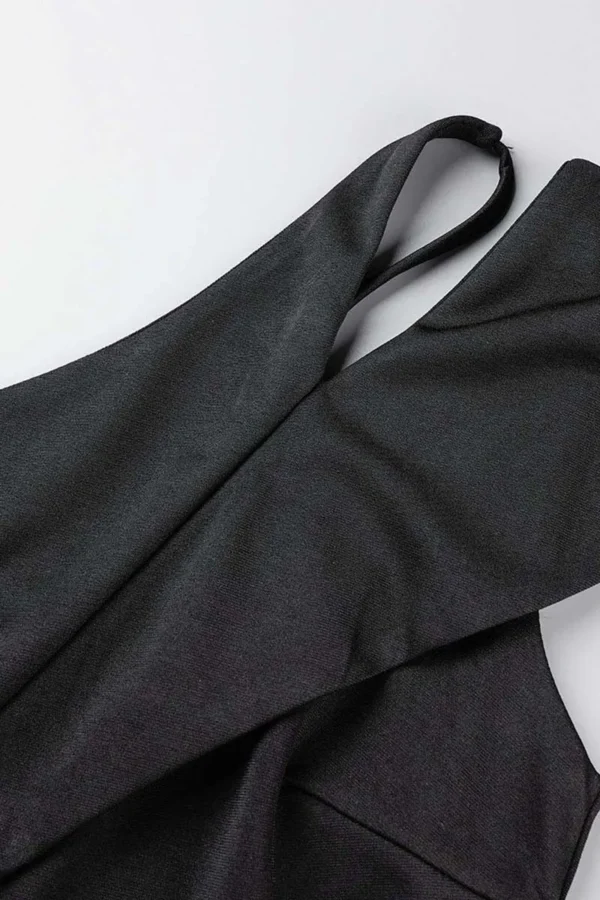Casual Backless Oblique Collar Regular Jumpsuits