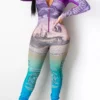 purple Fashion Casual O Neck Skinny Jumpsuits