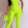 Street Oblique Collar Skinny Jumpsuits