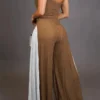 Casual Backless Contrast Spaghetti Strap Regular Jumpsuits
