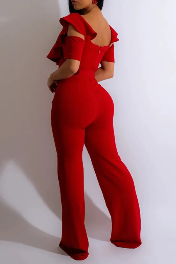 Casual Off the Shoulder Boot Cut Jumpsuits