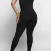 Casual Backless Oblique Collar Skinny Jumpsuit