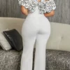 Celebrities Backless Ruffled Trim Off Shoulder Regular Jumpsuits