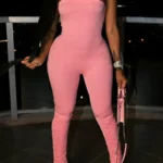 Sexy Casual Backless Strapless Skinny Jumpsuits