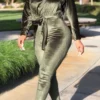 Sweet Oblique Collar Loose Jumpsuits