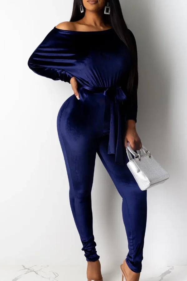 Sweet Oblique Collar Loose Jumpsuits