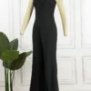 Casual Backless Oblique Collar Regular Jumpsuits