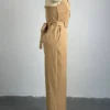 Sweet Buttons V Neck Regular Jumpsuits