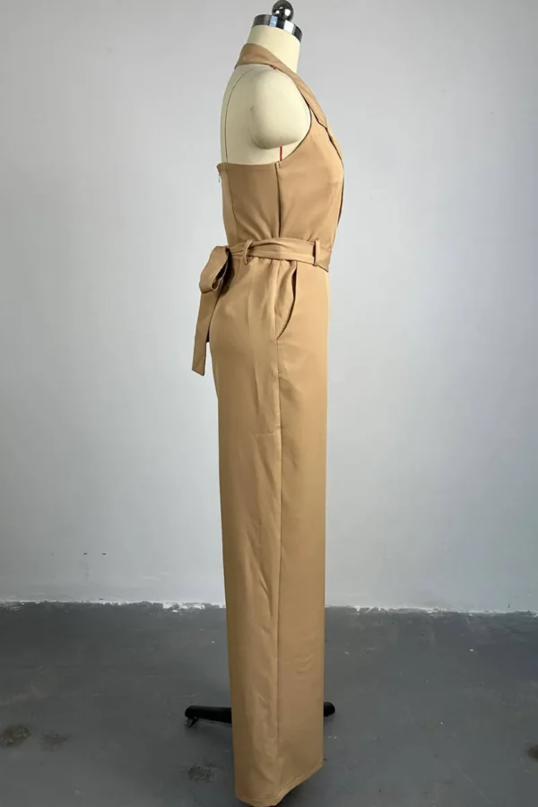 Sweet Buttons V Neck Regular Jumpsuits