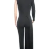 Black Elegant Sequins Zipper V Neck Regular Jumpsuits