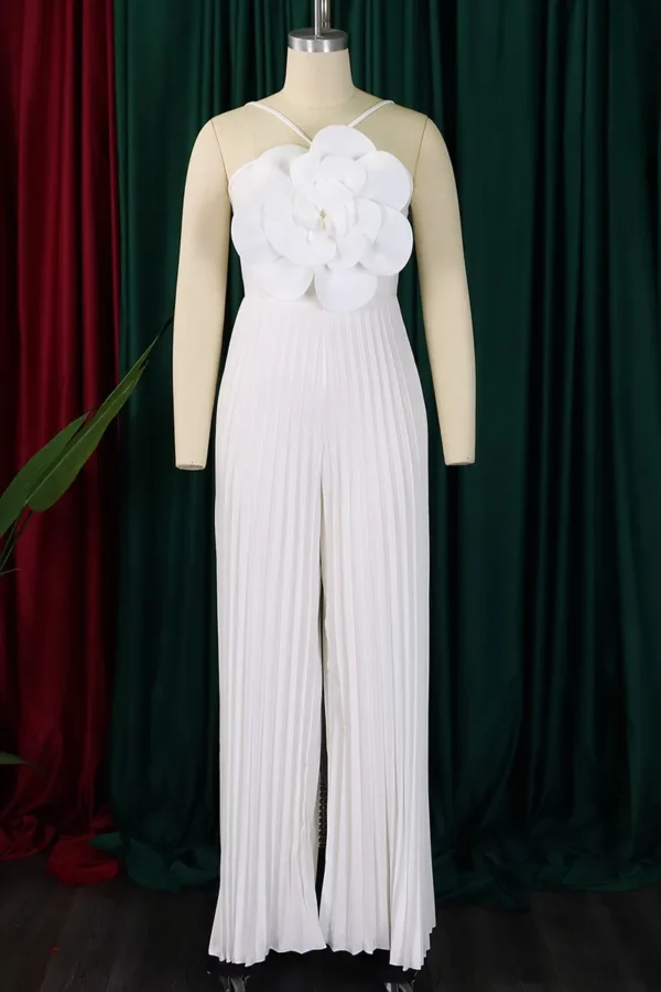 Casual Flower Shape Spaghetti Strap Loose Jumpsuits