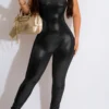 Street Oblique Collar Skinny Jumpsuit