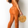 Sexy Hollow Out See-Through O Neck Regular Jumpsuits