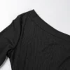 Casual Backless Oblique Collar Skinny Jumpsuit
