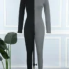 Black Casual Basic O Neck Skinny Jumpsuits