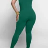 Casual Backless Oblique Collar Skinny Jumpsuit