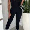 Black Casual Backless Spaghetti Strap Skinny Jumpsuit