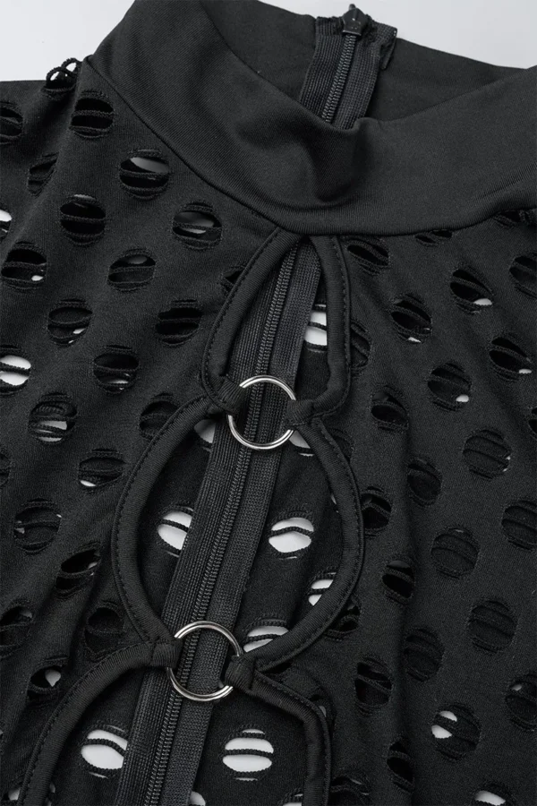 Black Sexy Hollowed Out O Neck Skinny Jumpsuits