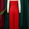 Casual Flower Shape Spaghetti Strap Loose Jumpsuits
