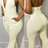 Sexy Casual Backless Halter Skinny Jumpsuits