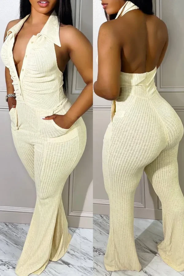 Sexy Casual Backless Halter Skinny Jumpsuits