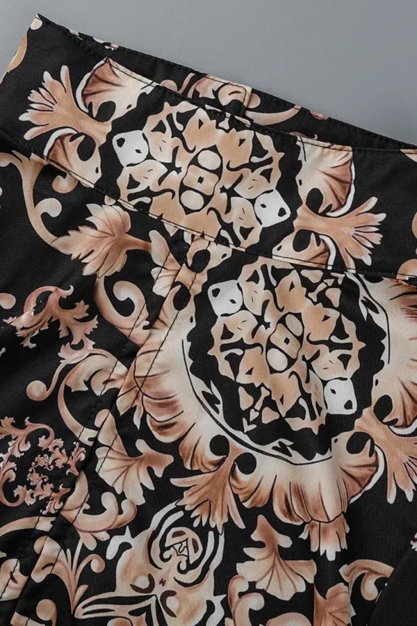 Elegant Print Backless Half A Turtleneck Tops