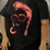 Black Daily Vintage Print O Neck T-Shirts