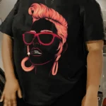 Black Daily Vintage Print O Neck T-Shirts