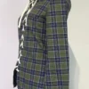Plaid Print Hollowed Out Turndown Collar Tops