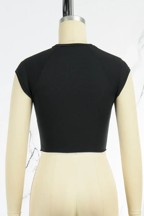 Black Casual Print Basic O Neck T-Shirts