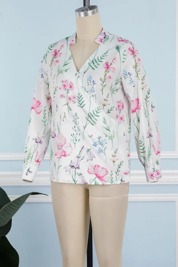 Casual Print V Neck Tops