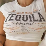 White Sexy Print O Neck T-Shirts