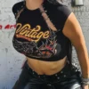 Black Casual Print Basic O Neck T-Shirts
