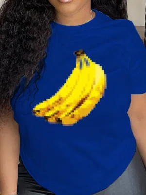 Royal Blue Daily Print O Neck T-Shirts
