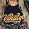 Black Casual Print Basic O Neck T-Shirts