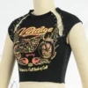 Black Casual Print Basic O Neck T-Shirts